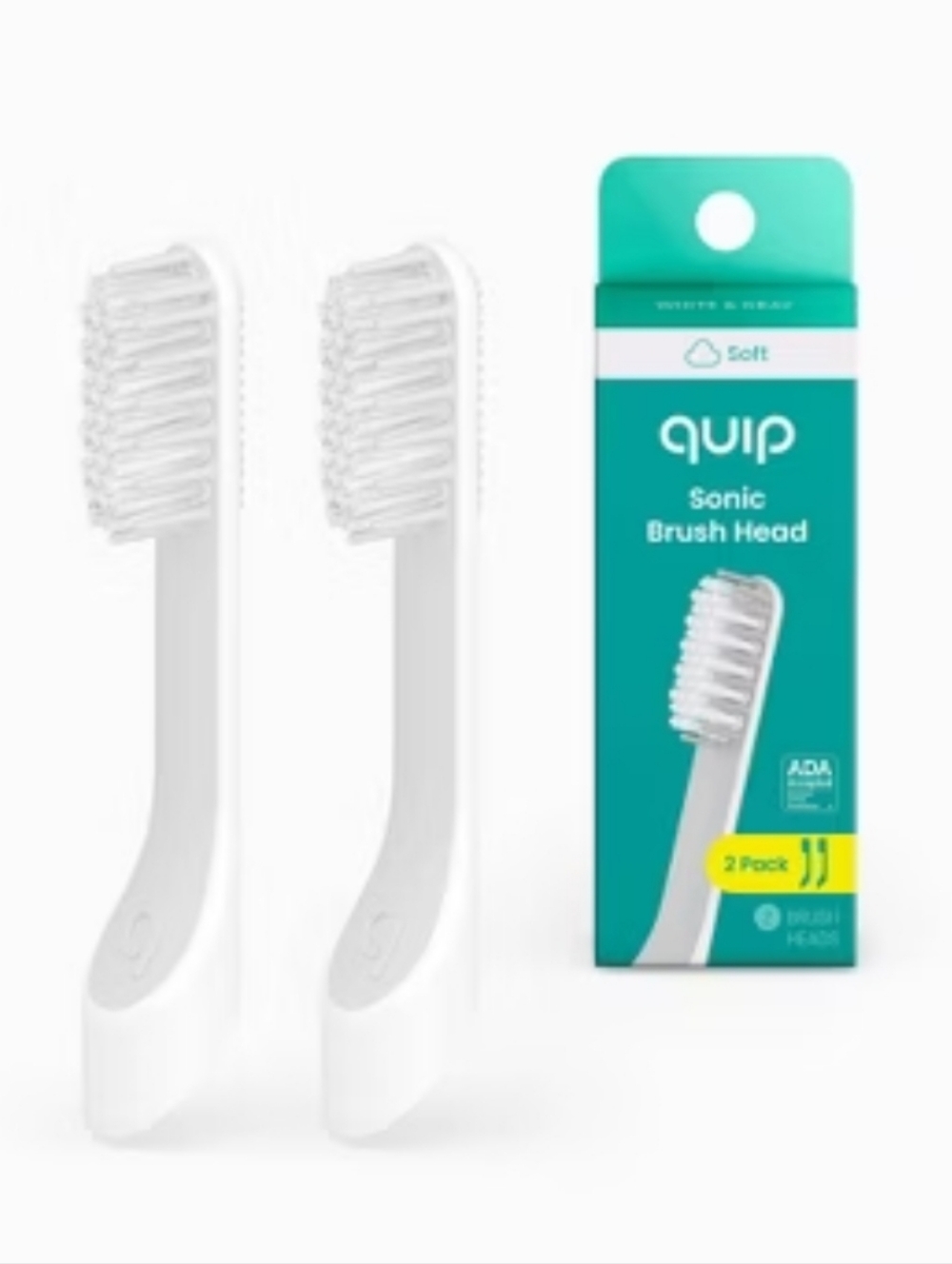 NEW Quip Sonic Brush Heads 2 Pk - White & Gray